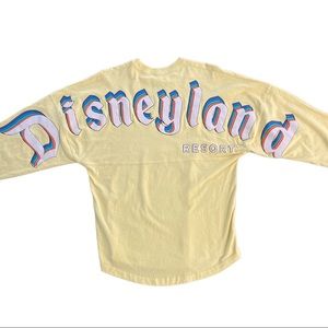 Disney Parks Disneyland Resort Spirit Jersey Yellow Long Sleeve Shirt XS Rainbow